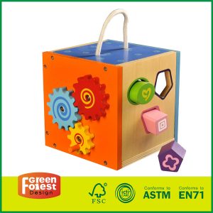 wooden activity cube toy for kids