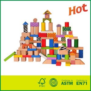Cheap Lovely Child 100pcs Colorful Collection of Wooden Block Toy Construction Building Toys Set Stacking Bricks