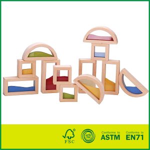 Børn pædagogisk legetøjskonstruktion Byggesandblokke Trævinduesklodser 