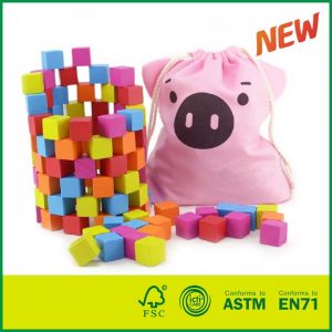 Toy for Kids Learning Resources Wooden Color Cubes 100pcs Intelligence Building Blocks with Non-Toxic Paints