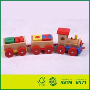 Trek speelgoed saam Houtstapel treinstel Opvoedkundige speelgoed vir kleuterspeelgoed