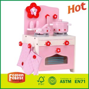Hot Sale Kid Cook Set Pink Large Wooden Kitchen Toy for Girls