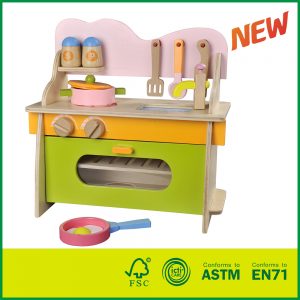Non-Toxic Colorful Pretend Cooking Play for Toddlers With Wooden Kitchen Toy