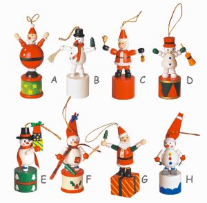 צעצועי דחיפה מעץ ליבנה לילדים צעצועי חג המולד מעץ EN-71 ערכת איש שלג מעץ