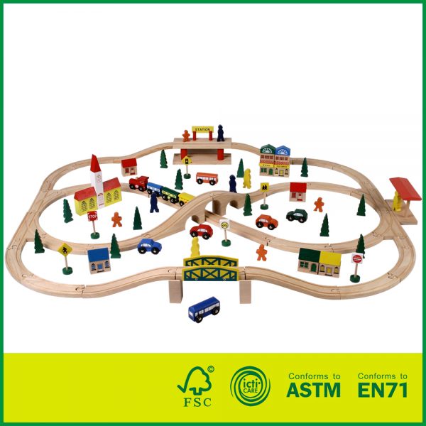 11RAI13China Zhejiang शैक्षिक लकड़ी के खिलौने लकड़ी की ट्रेन टैक खिलौना EN71 ASTM के अनुरूप