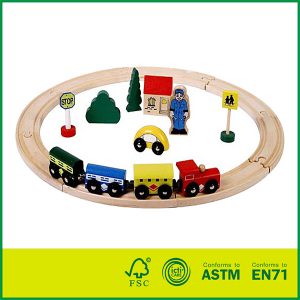 Noul set popular de trenuri din lemn DIY inteligent 20 bucăți lemn cale ferată Jucării pentru copii