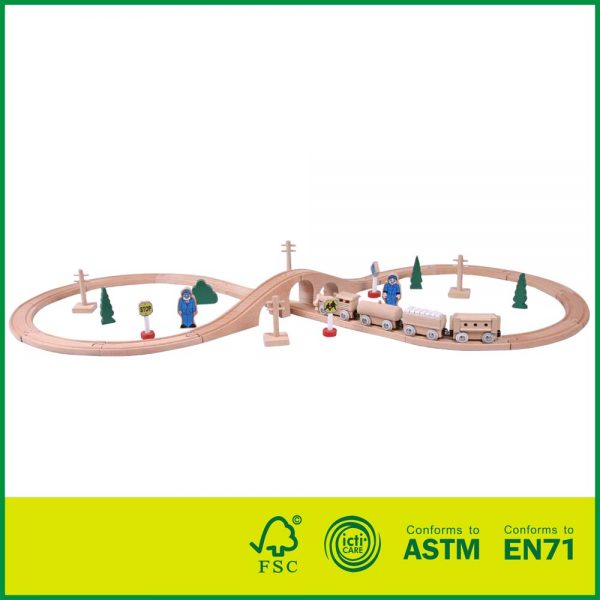 11RAI05  35 PC Tracks & Accessories Wooden Educational Play Toys Railway & Pro Kids