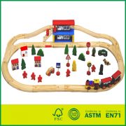 Preschool 60pcs Mini Wooden Railway Set Educational Kids Toy Wooden train track