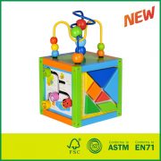 wooden activity cube Kids Educational Toy Multifunctional Beads Maze Toy Cube Puzzle