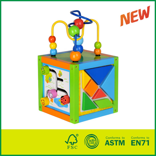 12ACT02 wooden activity cube Kids Educational Toy Multifunctional Beads Maze Toy Cube Puzzle