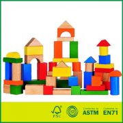 Toy for Toddlers Preschool Age Hardwood Colored Wood Toy for Boys And Girls 50pcs Classic Wooden Building Block Set
