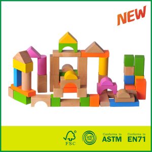 54Pcs Toddlers Preschool Age Classic Wooden Building Block Set