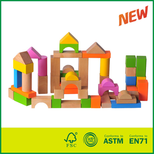 12BLK03  54Pcs Toddlers Preschool Age Classic Wooden Building Block Set