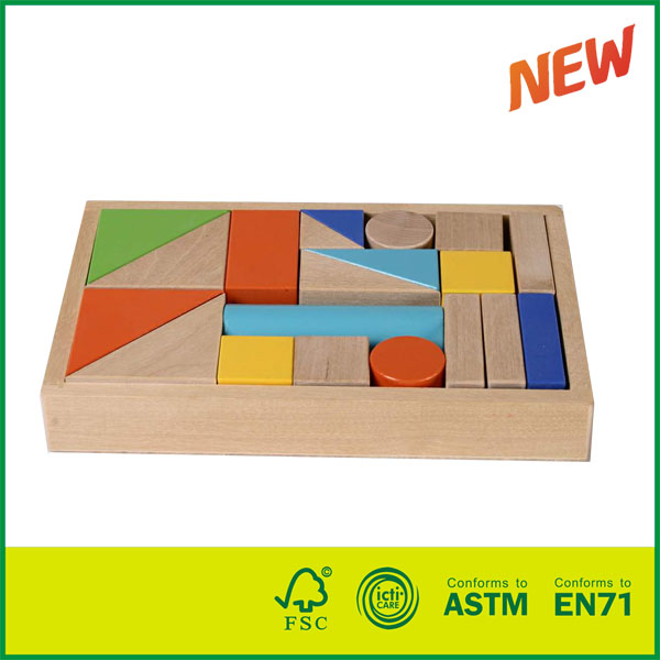 12BLK07 20 pezzi in legno di betulla per bambini, giocattoli in mattoni, blocchi di legno colorati
