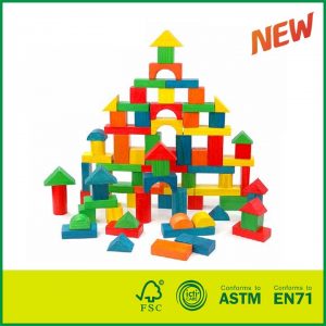 Eco-friendly 80 pcs Colorful Toy for Kids Wooden Building Blocks