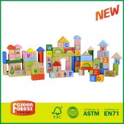 Hot Selling Basic Math And Alphabet Colorful Wooden Block Toys with Geometry Shapes 100pcs Intelligent Blocks Set