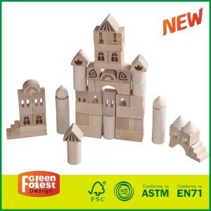 60pcs Kids Castle Building Blocks Natural Wood Early Educational wooden blocks for babiesConstruction Toy 
