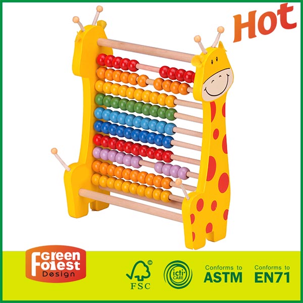 12COU03 Holz-Abakus, klassisches Mathe-pädagogisches Zählspielzeug mit farbigen Perlen, mit Kinderspielzeug-Abakus