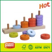 Kids Baby Toy Wooden Stacking Ring Tower Educational Toys Rainbow Stack Up Play