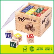 12EMB01B 48pcs Pine Wooden Cube Alphabets Blocks Set for Kids’ Омӯзиши блокҳои ABC