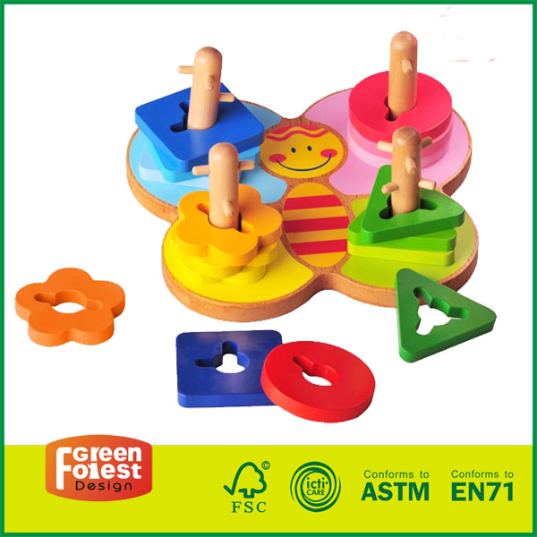12SOR14 Best Selling Rubber Wood Birch Wood Kids Educational Toy Geometric Learning Toy