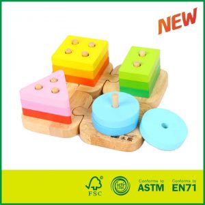 Classic Rubber Wood Early Learning Toys For Kids Non-toxic Toy Geometric Shapes