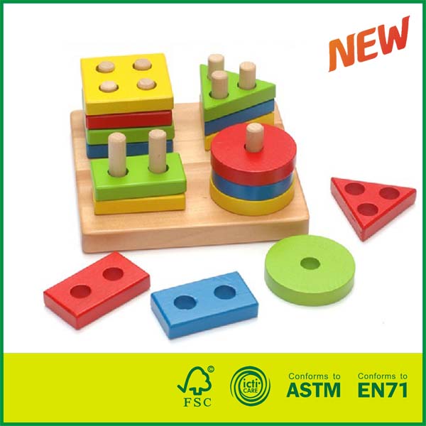 12SOR20 Детски играчки Образователен геометричен сортиращ стек Пъзел Сортировач за дървени форми