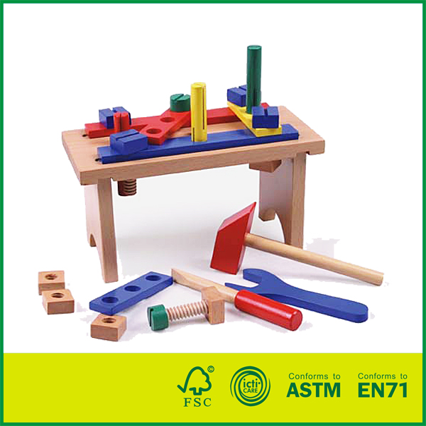 12TOL01 हॉट सेल एमडीएफ बिर्च वुड सस्ते बच्चों के खेलने का खिलौना लकड़ी का खिलौना लकड़ी का टूल बॉक्स टूल सेट खिलौना
