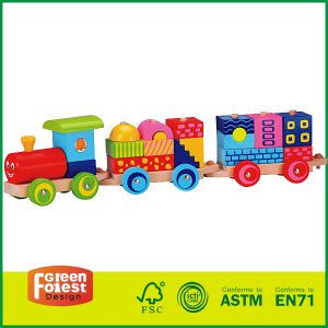 Wooden Stacking Train for Kids Puzzle Wooden Building Blocks Toy Train Set
