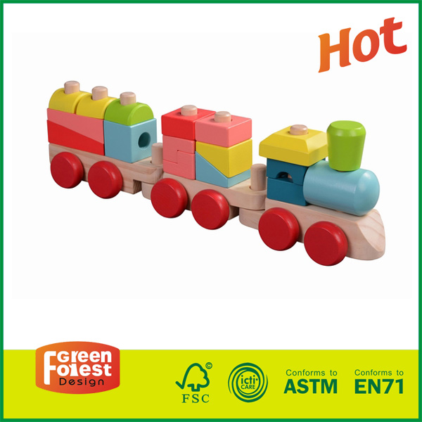 12TRA20 Kindergarten Houten Toy Stacking Train Educational Houten Toy Train
