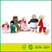Wooden Happy Doll Family of 6 People Wooden dollhouse with dolls