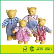 Lovely Little Bear Family Mini Wood Bear Doll Toy Family Wooden Dolls