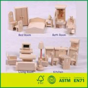 Hot Selling 26 PCS Doll House Furniture for Children Toy Wooden Toy Furniture