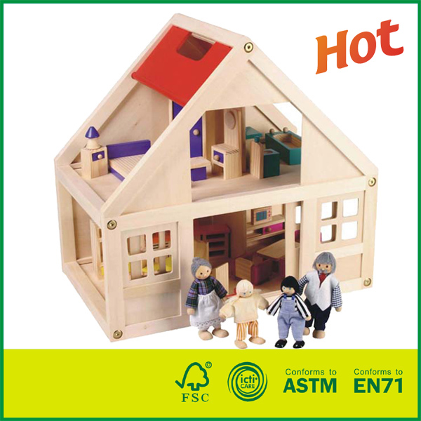 14HOU02 2-Storey Traditional  Kids Wooden Doll House