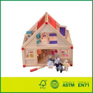Eco-Friendly Painted Wood Decoration House Model With Cheap Doll House