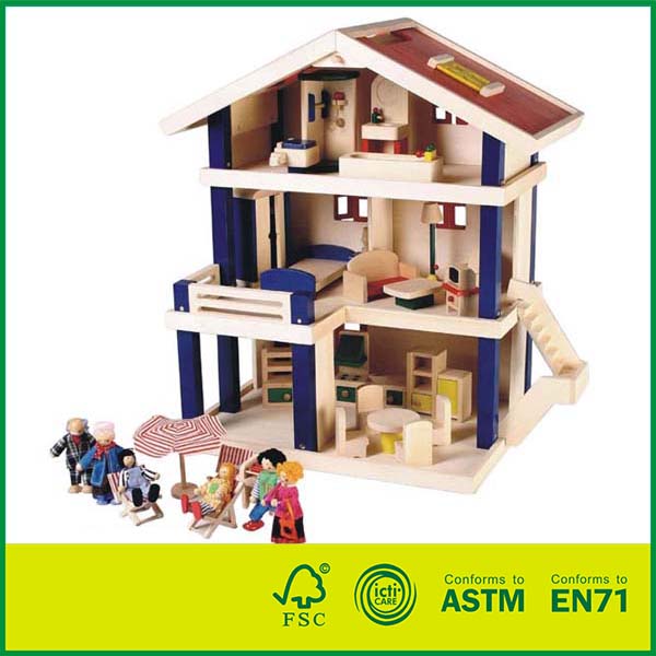 14HOU04   High Quality Wooden Uptown Dolls Cottage With Doll House
