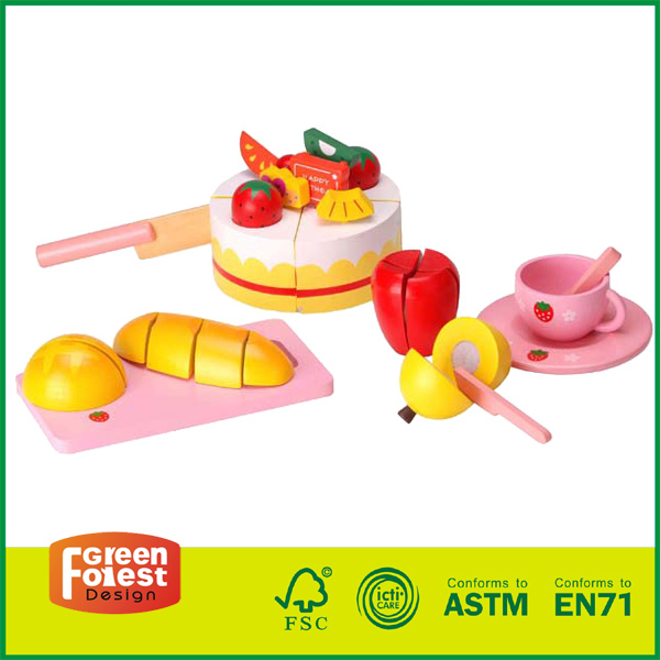 15CUT01B Verjaardagscadeaus Taartspeelgoed voor kinderen Houten speelvoedsel Snijspeelgoed