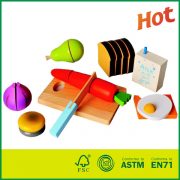 Hot Sell Wooden Children Pretend Food Cutting Set Kitchen Play Accessory for Wooden Kids Toy