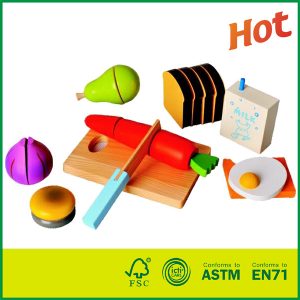 Hot Sell Փայտե Երեխաներ Ձևացնելով Ուտելիք Կտրող Հավաքածու Խոհանոցային Խաղ Աքսեսուար Փայտե Մանկական Խաղալիքի համար