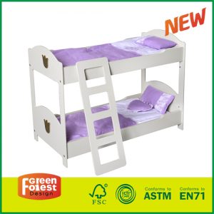 New Design Wooden Kids Pretending Toy Doll Bunk Beds with Ladder for 18 Inch Doll Furniture (bedding not included)