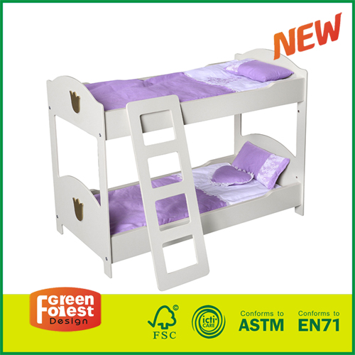 15FUR02A New Design Wooden Kids Pretending Toy Doll Bunk Beds with Ladder for 18 Inch Doll Furniture (bedding not included)