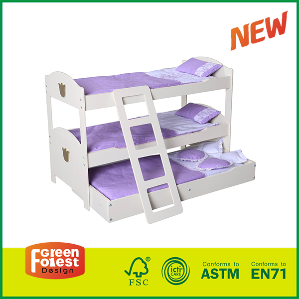 15FUR04A New Wooden 18 inch American Girl Bunk Beds with Ladder for Kids Role Play Doll Furniture