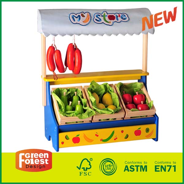 15STR02-Wooden Grocery Store Kids Pretend and Play Toy Market