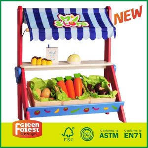 Kids Wood Food Role Play Toy With Wooden Toy Grocery Shop Store