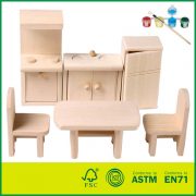 Handmade Educational Woodcraft Set With Kitchen room Miniature DIY Kit