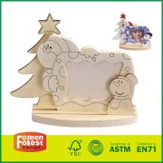 Hot selling Craft Wooden Toys Plywood Wooden Chrismas Photo Frames for Kids Painting Diy Toys