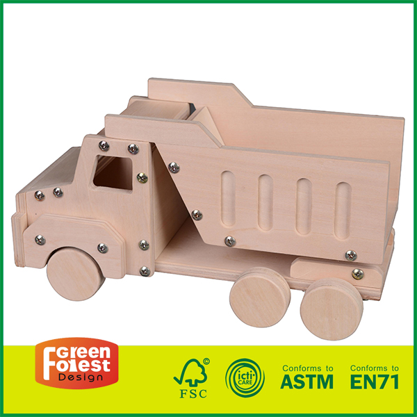 18DIY07 Intelligente kinderspeelgoedset voor houten doe-het-zelf voertuigvrachtwagen