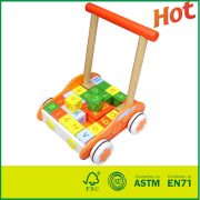 Wholesale Birch Wood MDF Kids Play Wood Push Toys With Educational Blocks Wooden Baby Walker